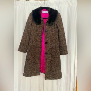 RARE VINTAGE Trina Turk fur coat with pink lining
